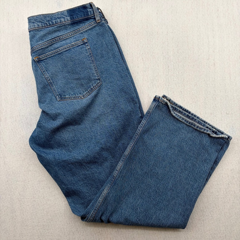 Abercrombie & Fitch Curve Love The Baggy Low Rise Jeans Blue 33 16R Distressed